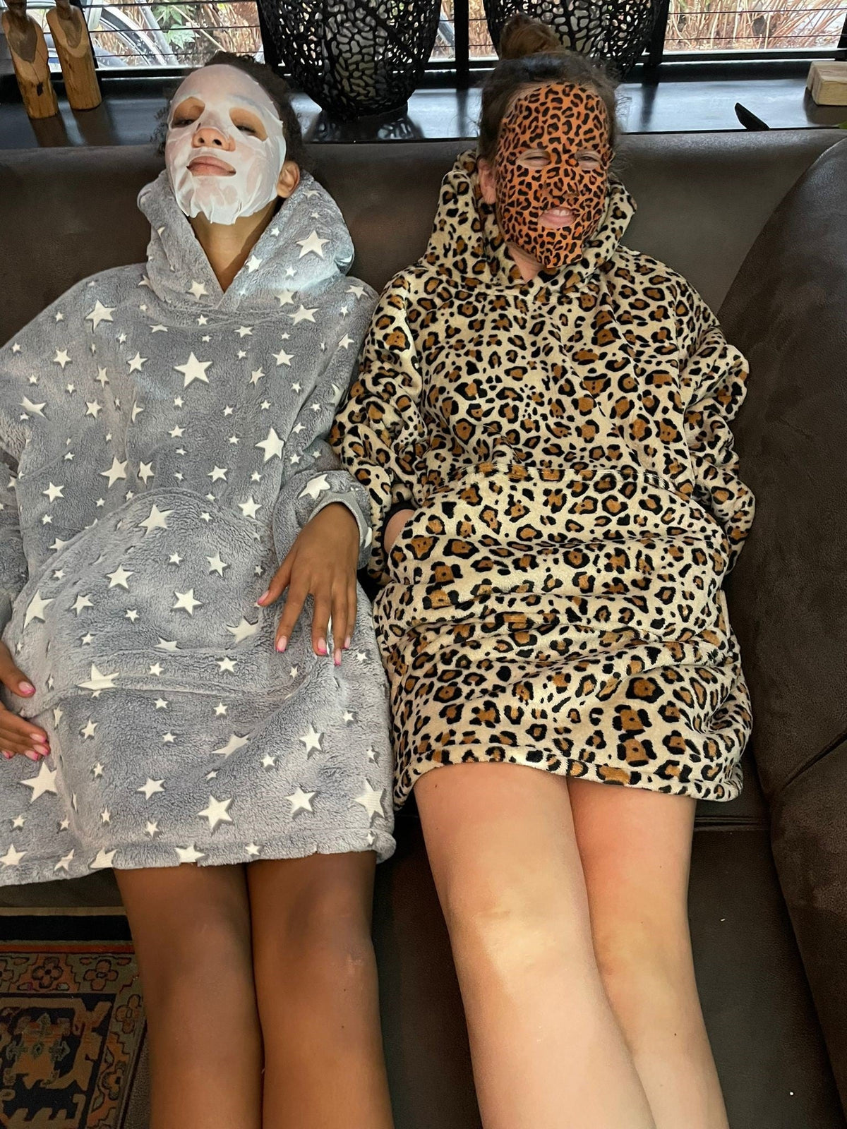 Fleece deken met mouwen & capuchon - kind - leopard