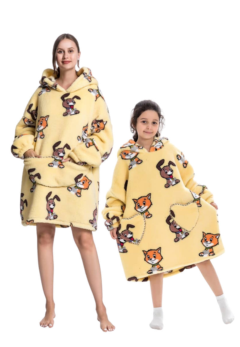 Fleece deken met capuchon - dieren