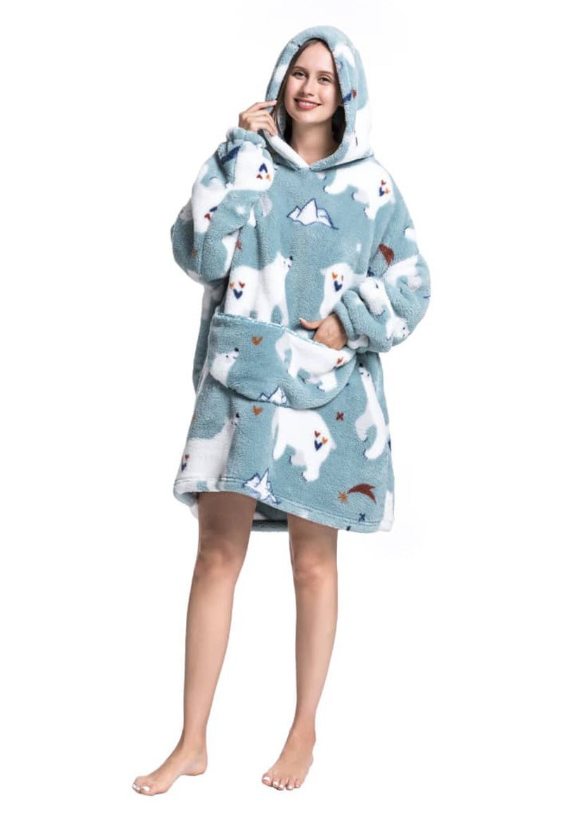 Fleece deken met capuchon - ijsberen