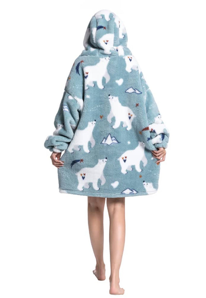 Fleece deken met capuchon - ijsberen