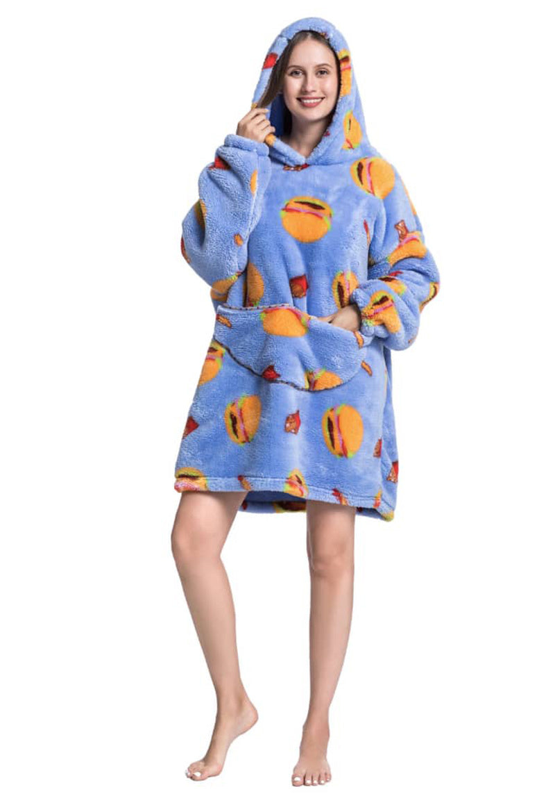Fleece deken met capuchon - fastfood