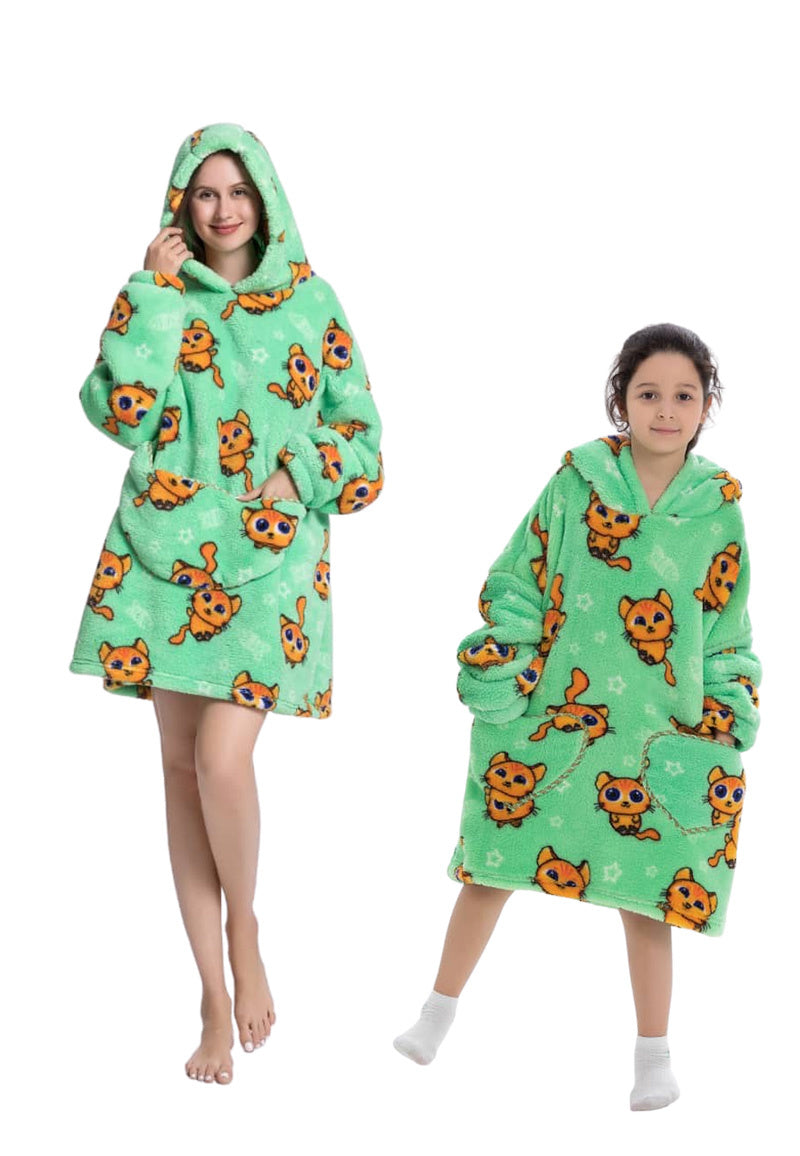 Fleece deken met capuchon - katten