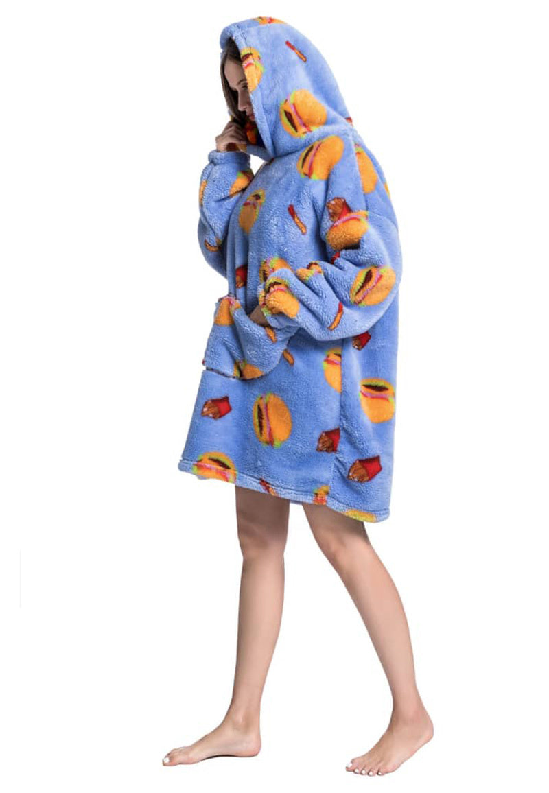 Fleece deken met capuchon - fastfood