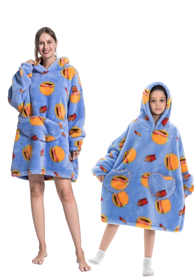 Fleece deken met capuchon - fastfood