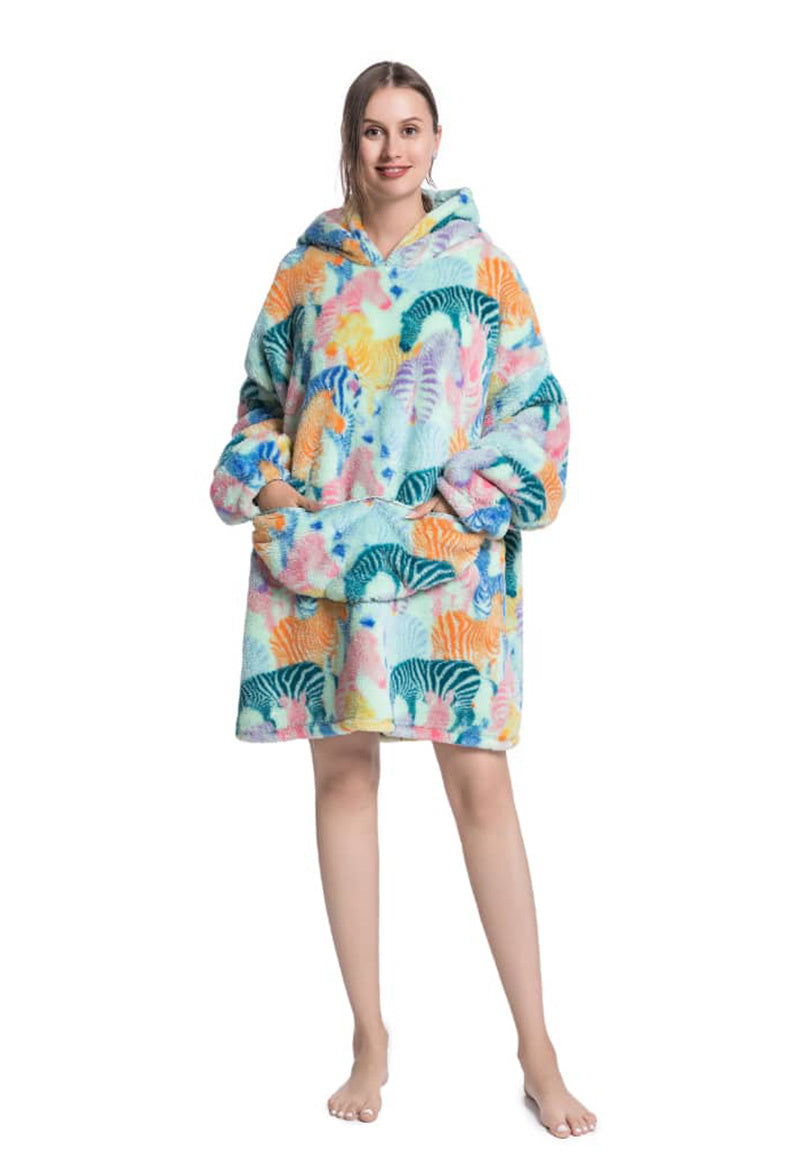 Fleece deken met capuchon - zebra's