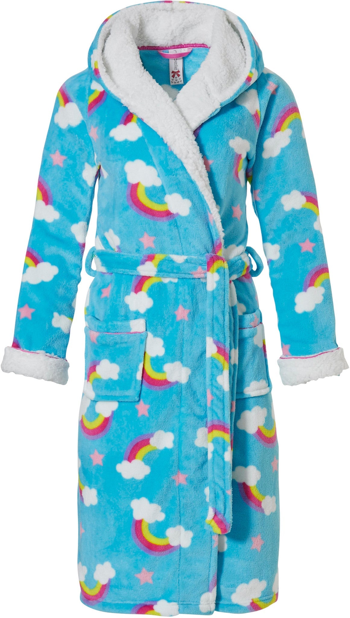Regenboog badjas kind met capuchon - dik fleece