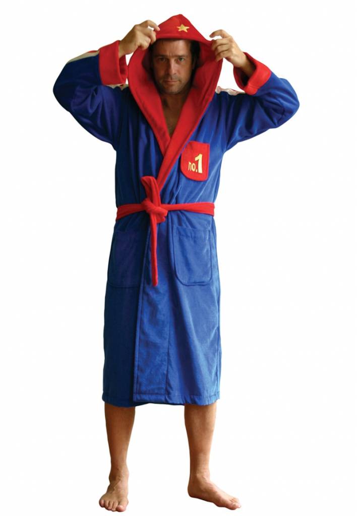 herenbadjas Champ blauw katoen met capuchon