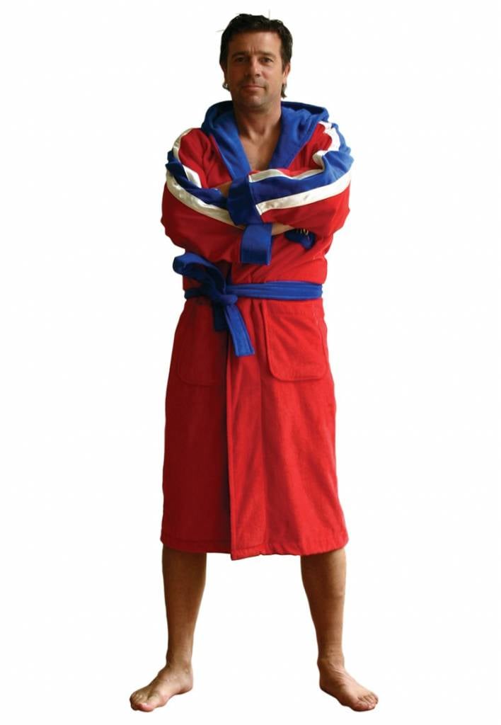 herenbadjas Champ rood katoen met capuchon