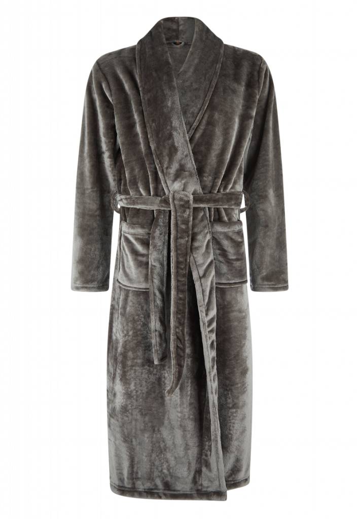 badjas unisex antraciet fleece met sjaalkraag - fleece