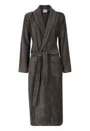 Antraciet velours badjas unisex met naam borduren