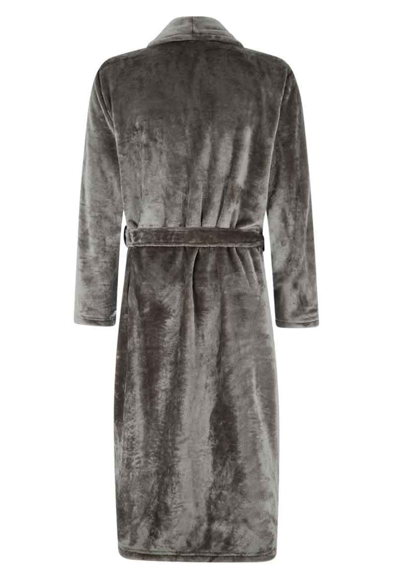 Grijze unisex fleece kinderbadjas met naam borduren