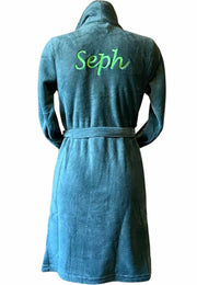 Olijf groene fleece kinderbadjas met naam borduren