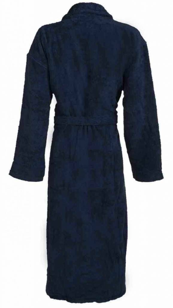 badjas unisex marineblauw katoen met sjaalkraag - grote maten badjas