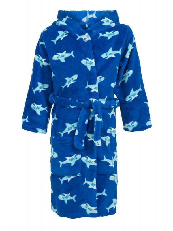 badjas kind Haai fleece met capuchon