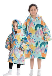 Kinder fleece deken met capuchon - zebra's