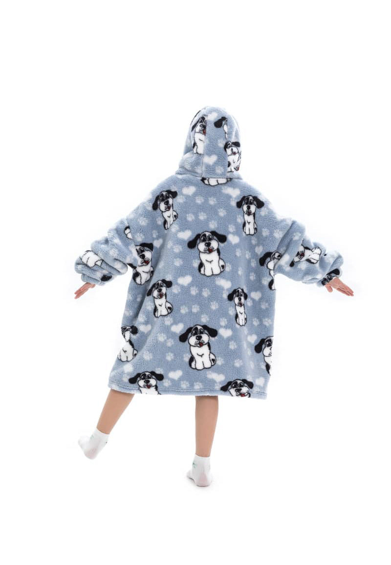 Kinder fleece deken met capuchon - hond