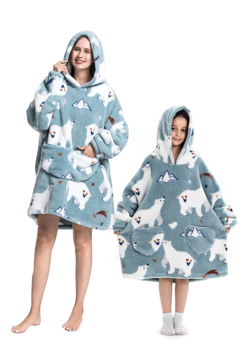 Kinder fleece deken met capuchon - ijsberen