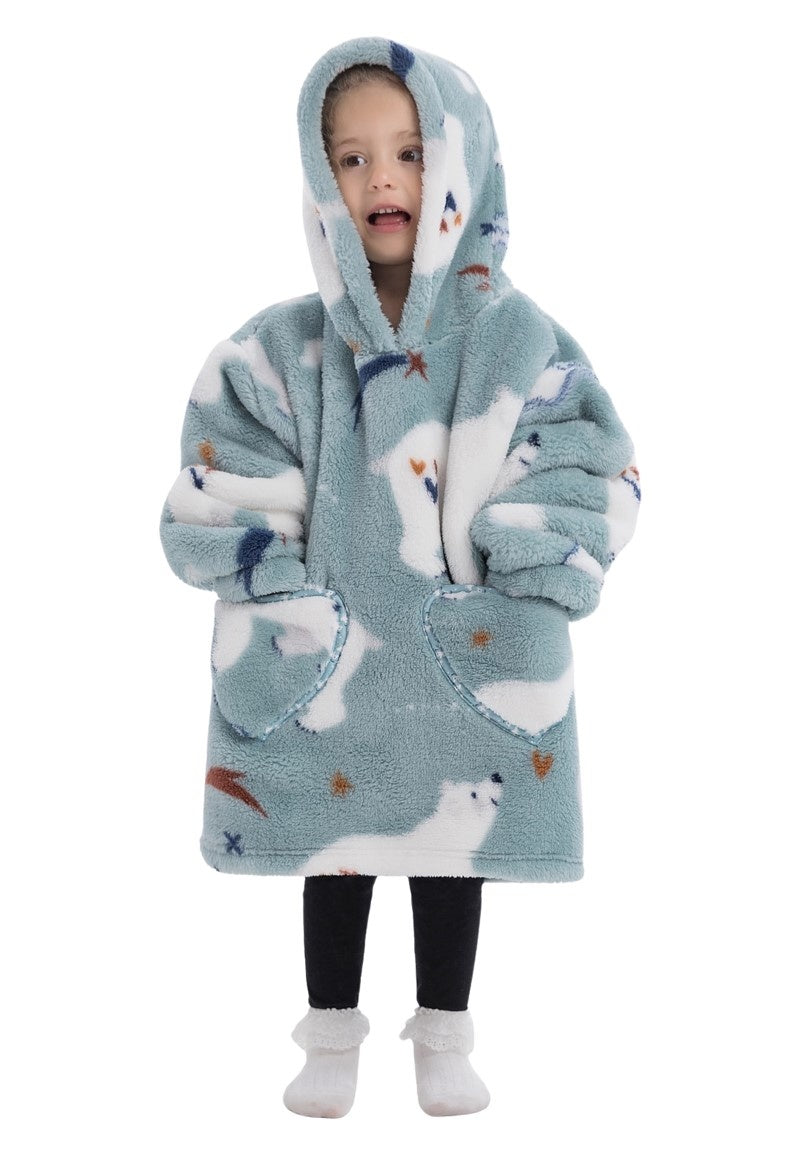Kinder fleece deken met capuchon - ijsberen
