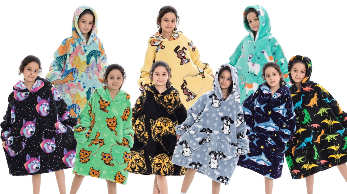 Kinder fleece deken met capuchon - zebra's