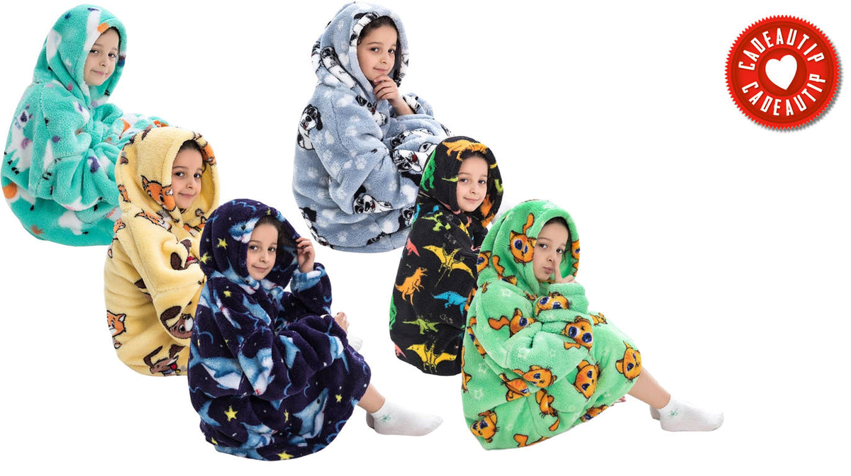 Kinder fleece deken met capuchon - zebra's