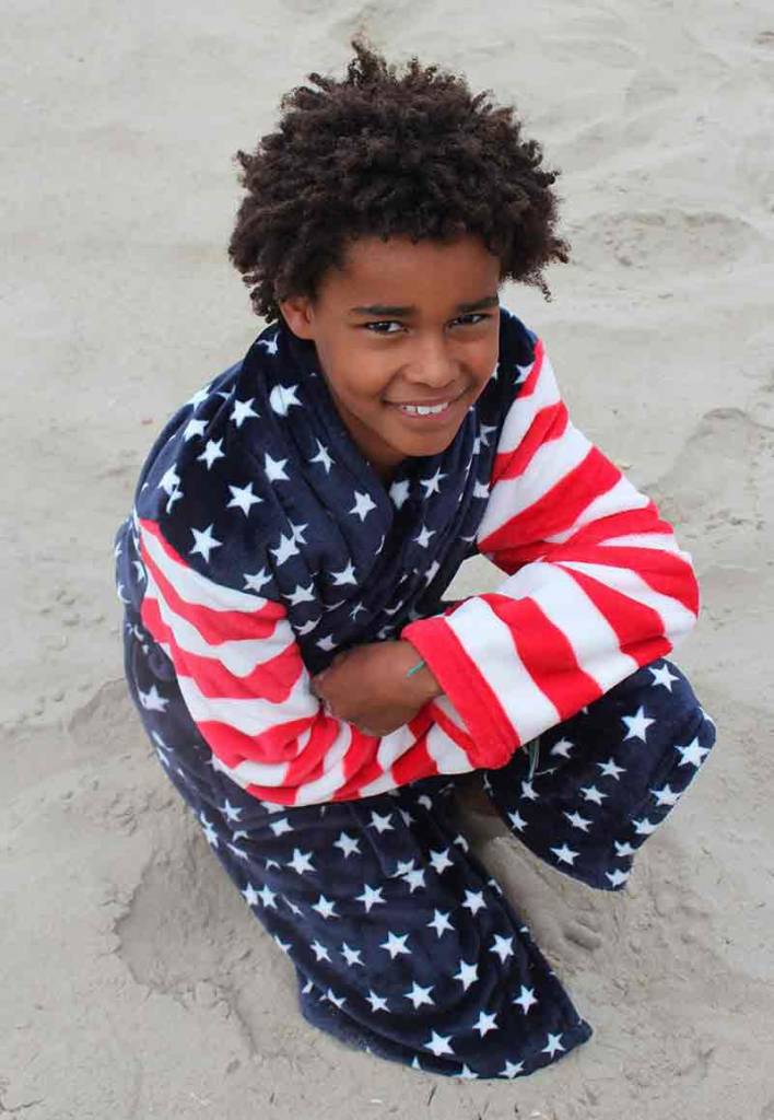 badjas kind USA fleece met sjaalkraag