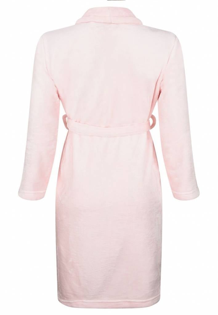 badjas kind lichtroze fleece met sjaalkraag