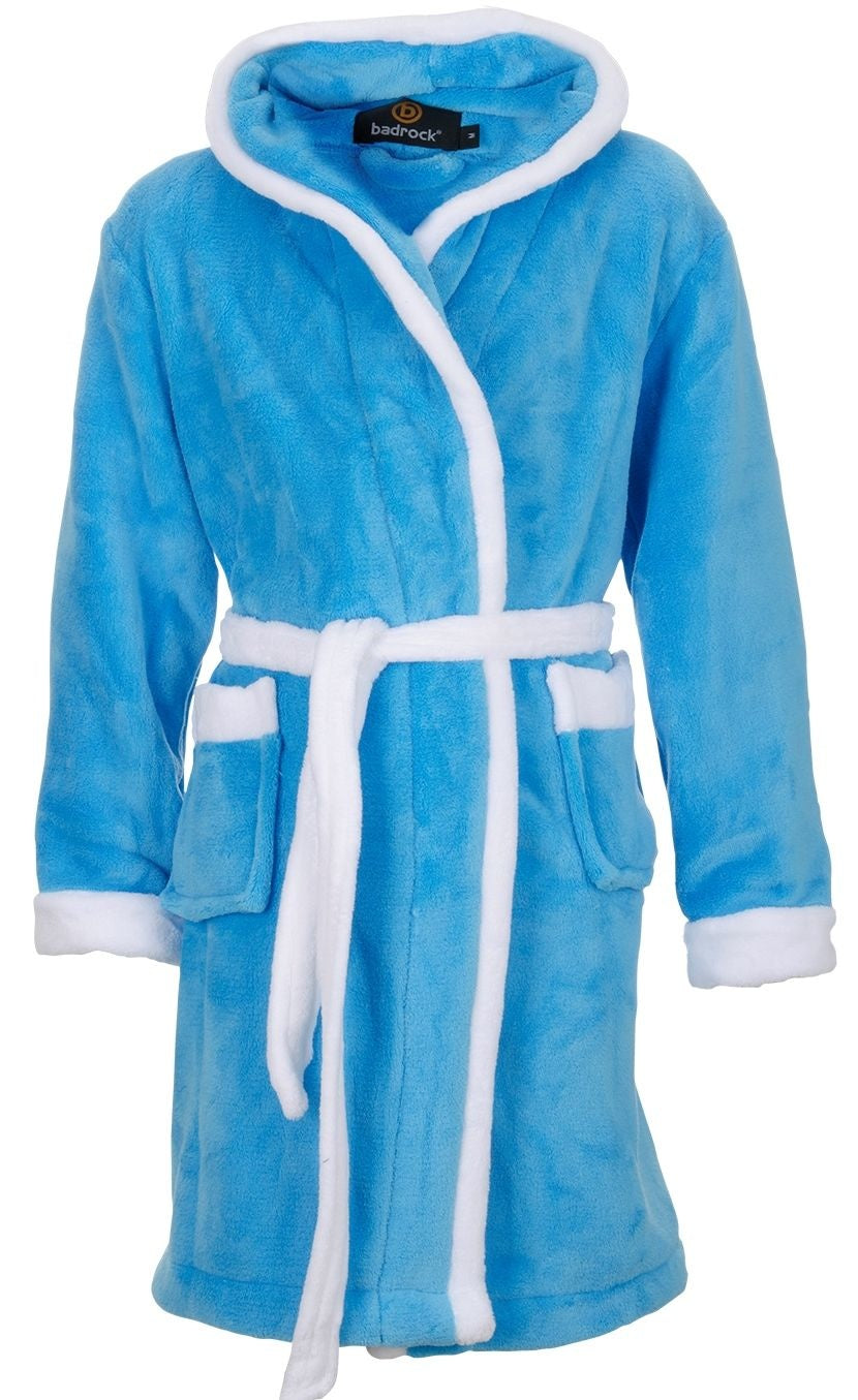 badjas kind Aqua met capuchon