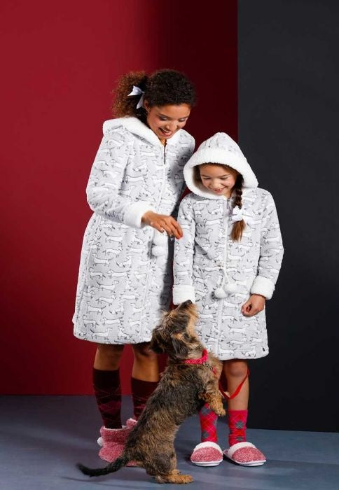 Rits kinderbadjas hondjes - fleece