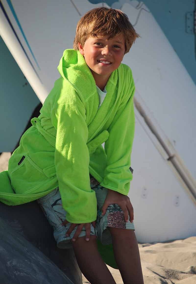 Kinderbadjas lime groen met naam borduren