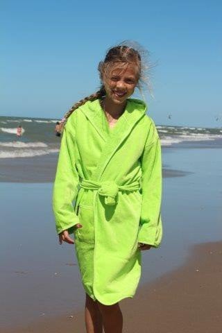 badjas kind lime katoen met capuchon