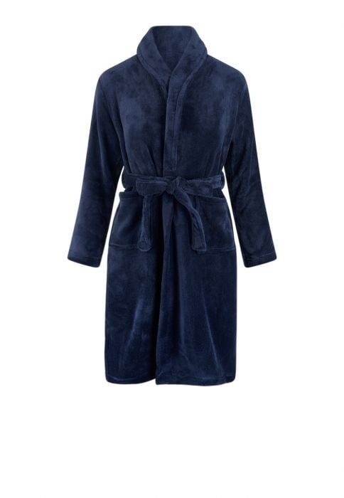 kinderbadjas fleece marineblauw