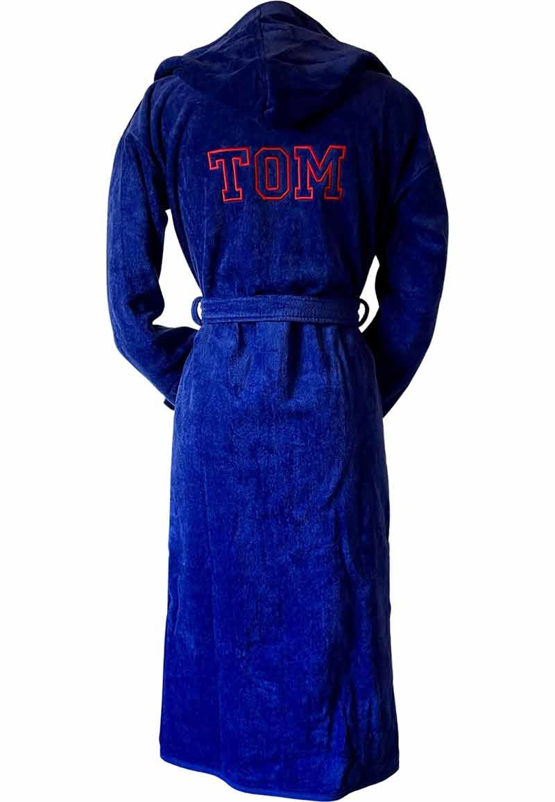 Kinderbadjas kobalt blauw met naam borduren
