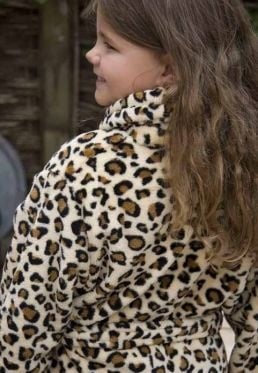 Kinderbadjas panter zacht fleece
