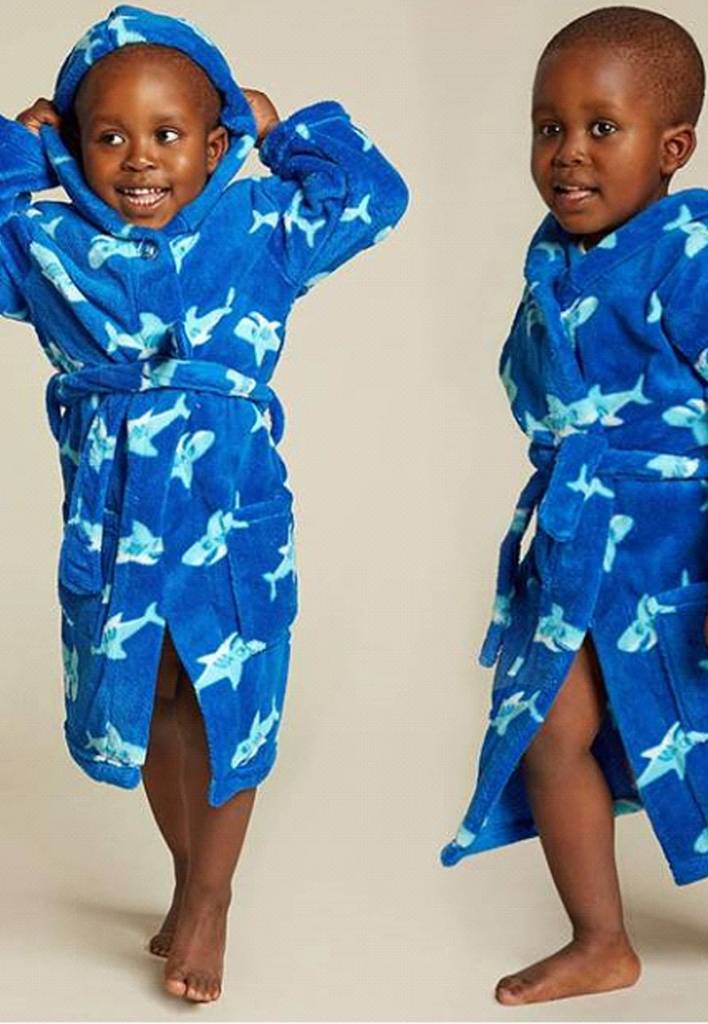badjas kind Haai fleece met capuchon