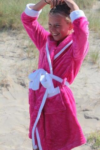 badjas kind Little Pink fleece met capuchon