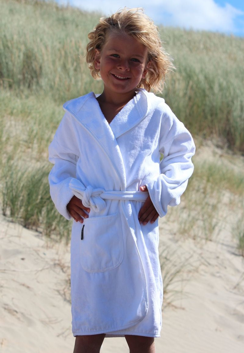 Kinderbadjas wit met naam borduren