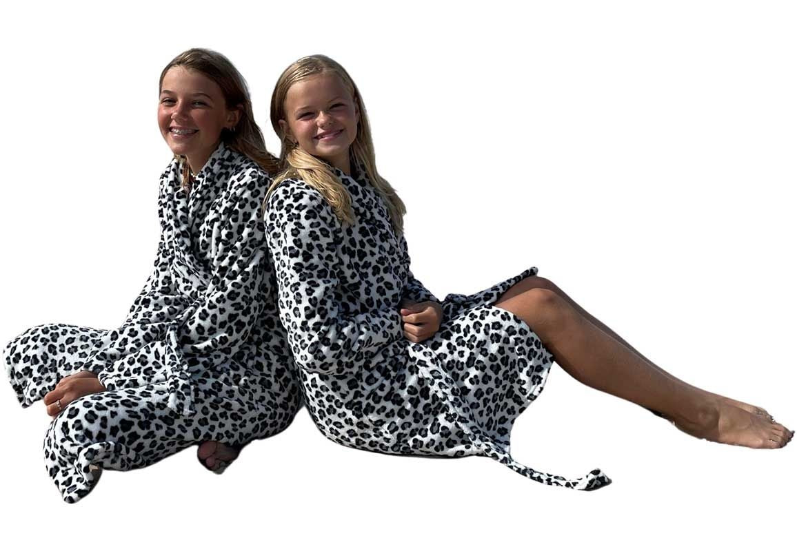 Kinderbadjas luipaard zwart wit - fleece
