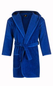 badjas kind kobalt blauw katoen met capuchon