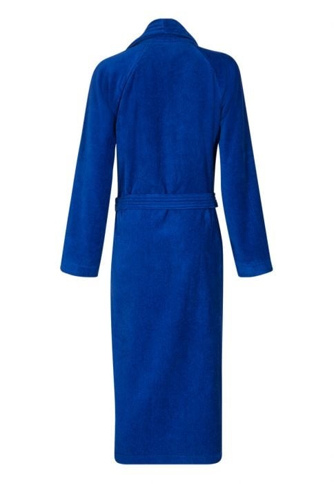 Kobalt blauwe velours badjas unisex met naam borduren