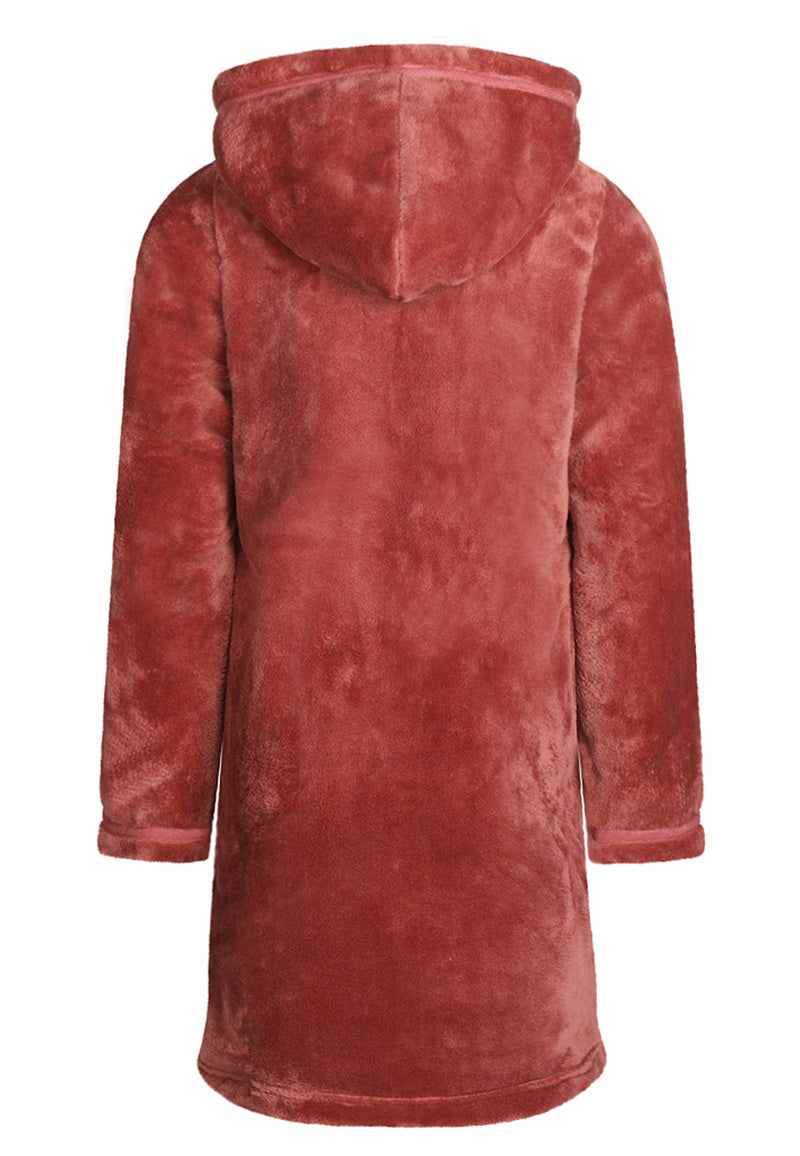 Charlie Choe kinderbadjas koperkleur met rits en capuchon - zacht fleece