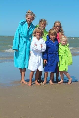 badjas kind lime katoen met capuchon
