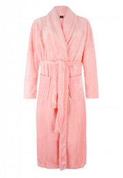 badjas dames lichtroze fleece met sjaalkraag - fleece
