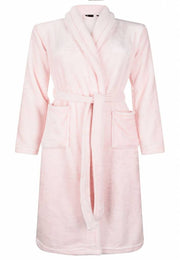 badjas kind lichtroze fleece met sjaalkraag
