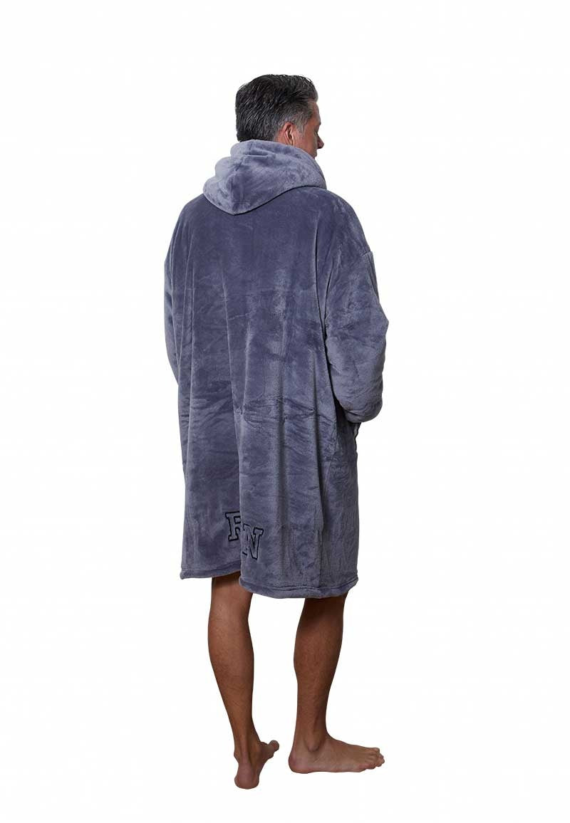 Luxe fleece deken met capuchon - antraciet