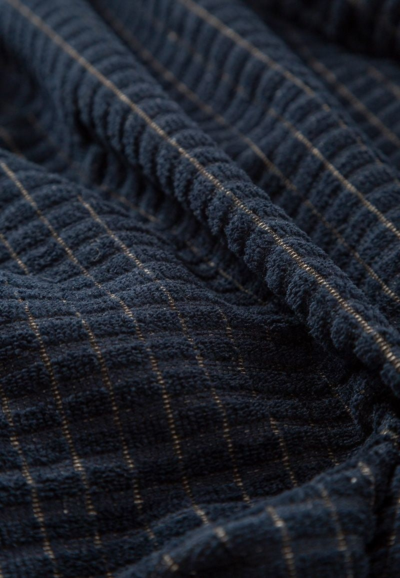 Zachte microvezel herenbadjas blauw - ruitrelief