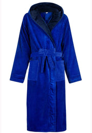 badjas kobaltblauw velours met capuchon