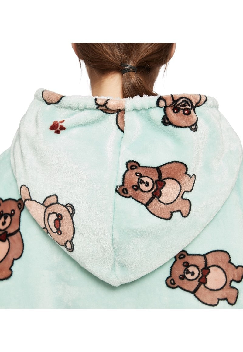 Fleece deken met mouwen & capuchon - beren