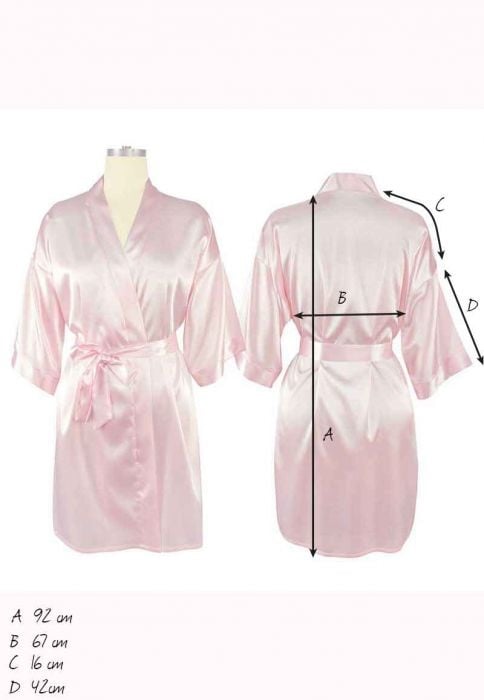 korte kimonobadjas satijn - licht roze