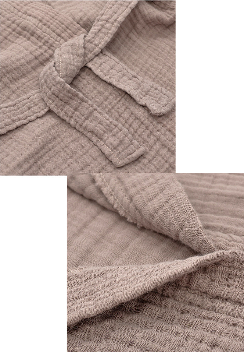 Mousseline badjas kind met capuchon - katoen - taupe