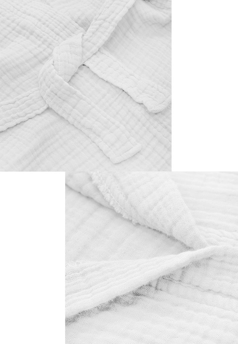 Mousseline badjas kind met capuchon - katoen - wit